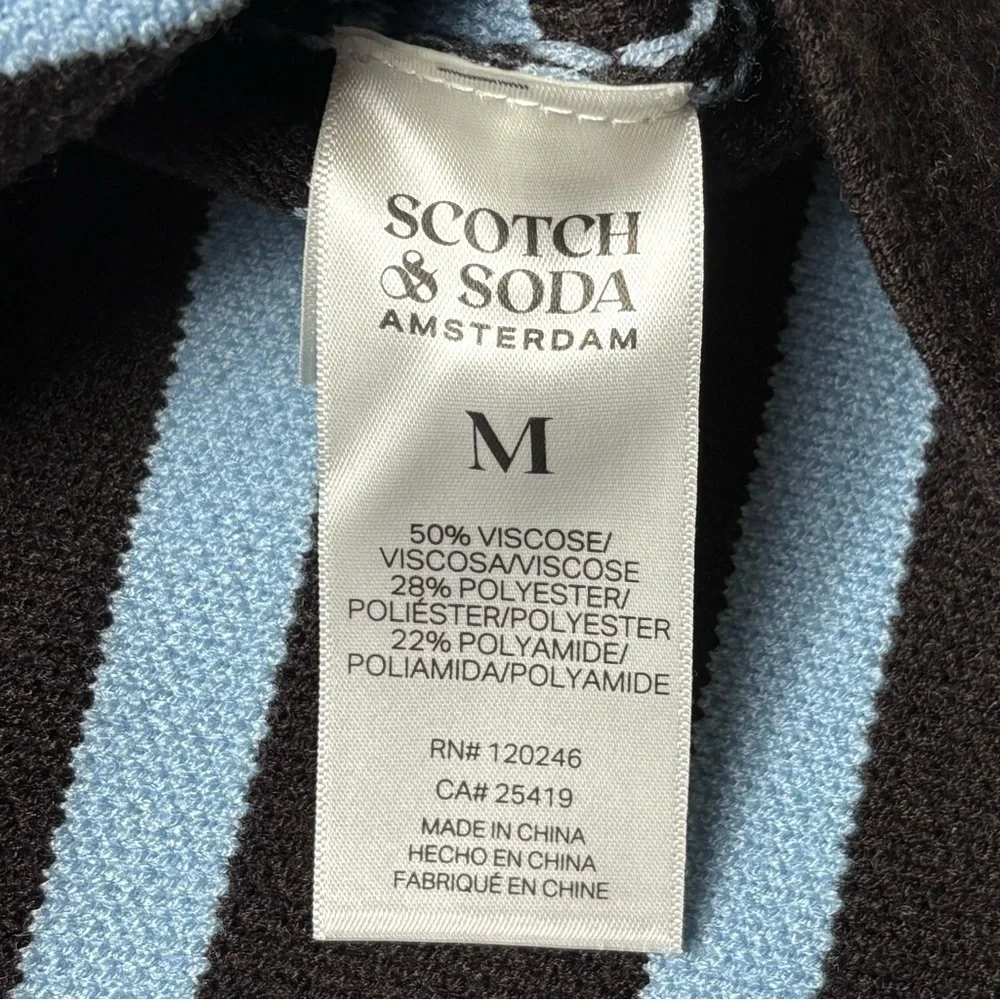 NWT Scotch & Soda Striped Knit Vest Hot Fudge Cerulean Gold Button M Cropped - Picture 6 of 10